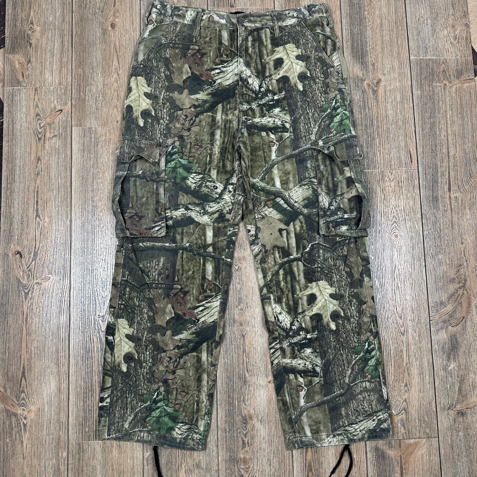 Mossy Oak Break-Up Camo Cargo Hunting Pants Drawstring Waist 36-38 Long