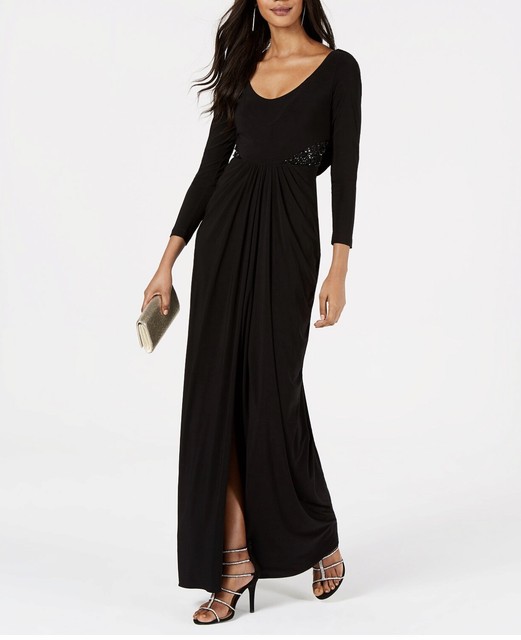 black embellished gown