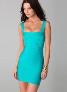 herve leger blue dress