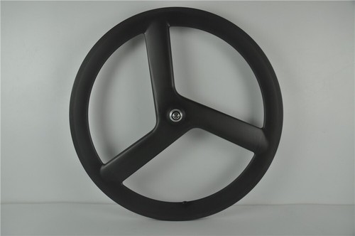 700C Tri Spoke Front Wheel Road Bike/Track Bike Front Carbon Wheel Fixed Gear - Picture 2 of 9