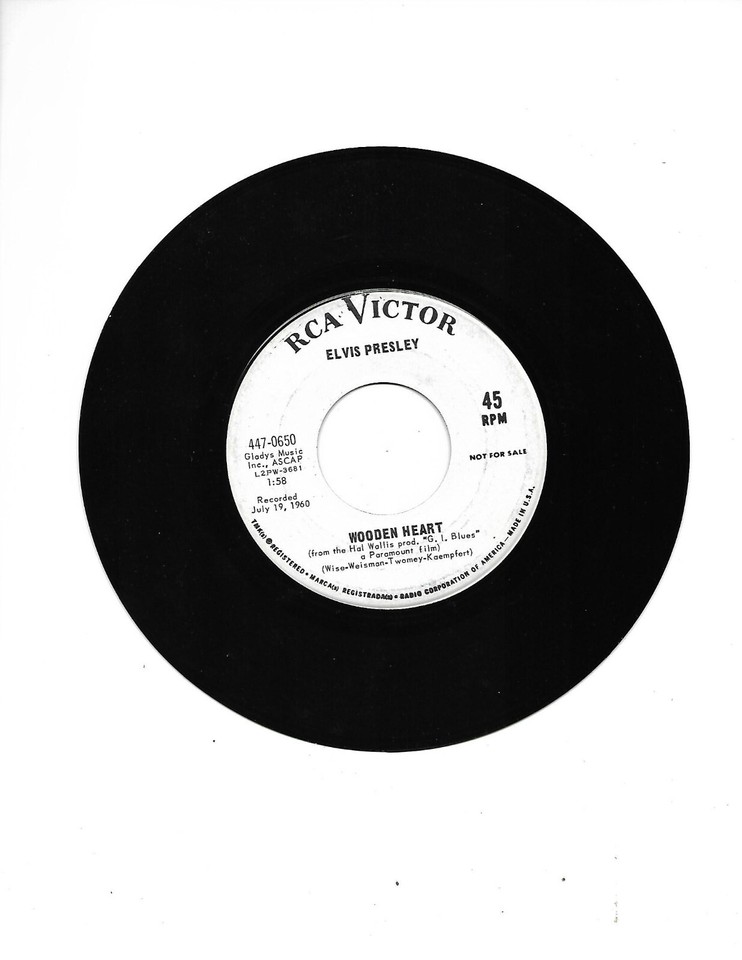 Elvis PresleyPuppet On A String/Wooden Heart ** 1965 White Label PROMO