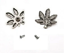 Pkg of 5 POT LEAF 1" (25mm) Rivet Studs (3007) Leather Crafts Marijuana