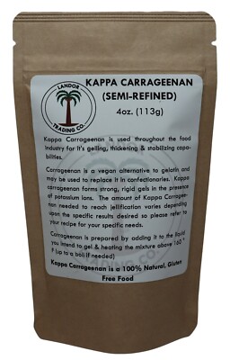 Kappa Carrageenan - 4 Ounces (1/4 lb) Semi-Refined - Food Grade