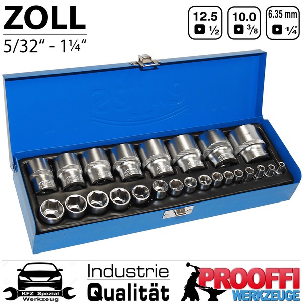 "24-Tlg Zoll Stecknuss SteckschlüSsel Satz ZöLlig Harley Werkzeug 5/32\" - 1.1/4\""-image