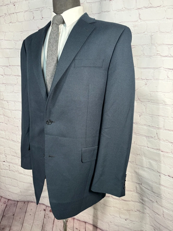ANDREW FEZZA Mens Navy Blue REG FIT 2 Button Sport Coat Blazer Jacket SIZE 44L - Image 2 of 4