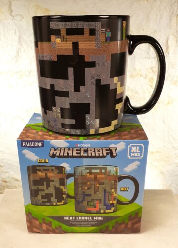 MINECRAFT OFFICIAL PALADONE XL HEAT CHANGE MUG TEA COFFEE CUP HOT COLD MOJANG - Picture 1 of 6