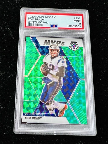 2020 Panini Mosaic Green Prizm #298 Tom Brady New England Patriots PSA 9 MINT
