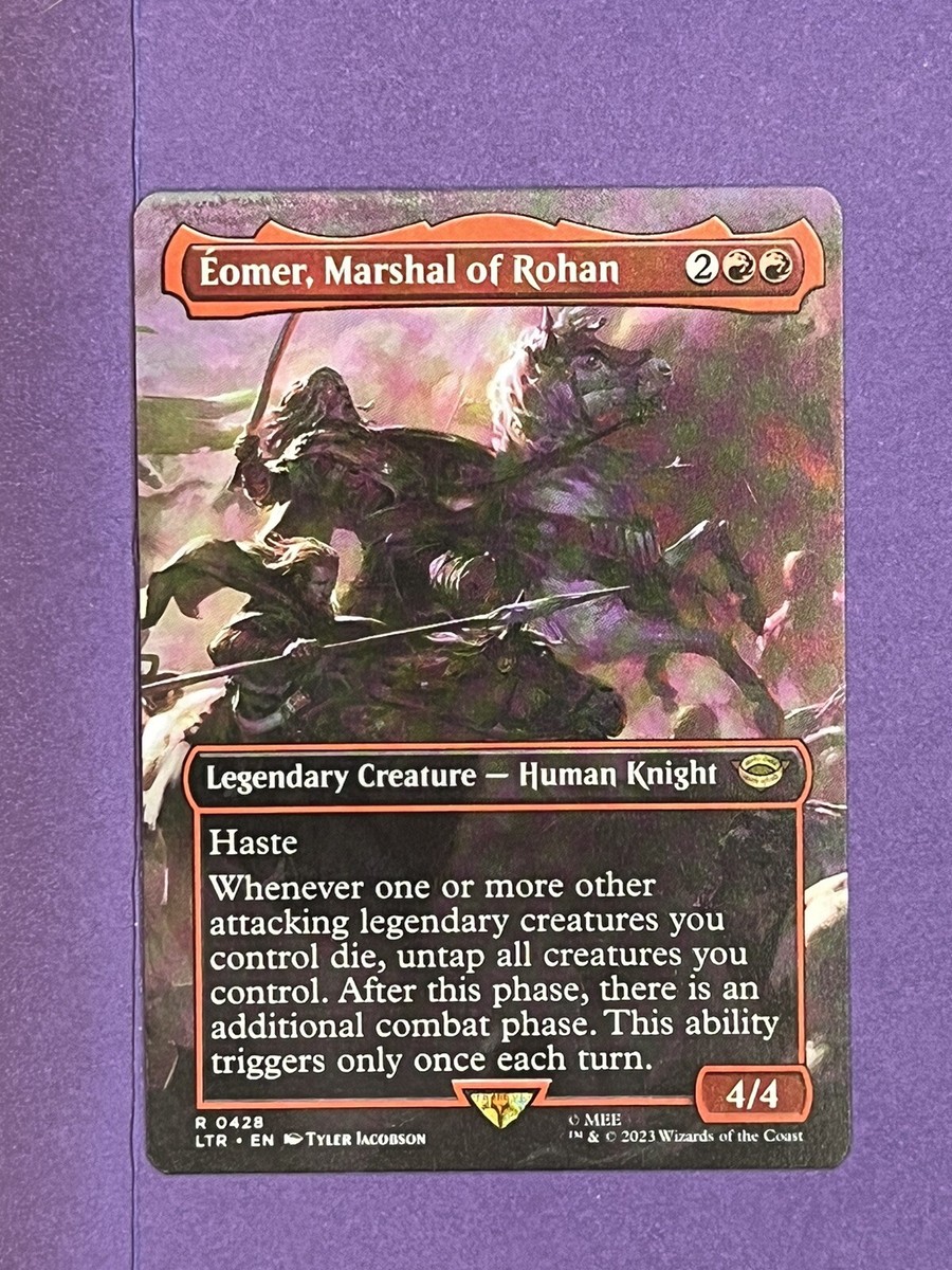 mtg eomer card omer, Marshal of Rohan [428] [Borderless] [The Lord of the Rings: Tales of Middle-earth] [Foil]  Face to Face Games untap all creatures you control Altar Ibn-La'Ahad | omer, Marshal