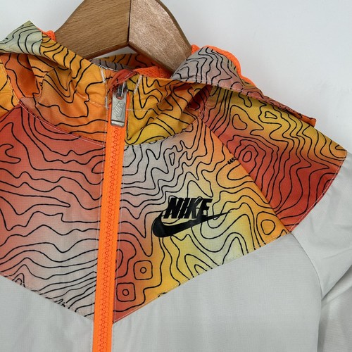 Nike Jacket Boys Extra Small Orange Printed Full Zip Hooded Windbreaker Youth - Picture 2 of 8