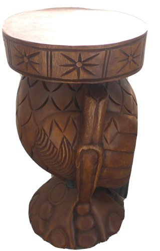 Honey Owl Side Table Hand Carved Acacia Wood Solid Wooden Stool Lamp Stand 52cm - Picture 3 of 7