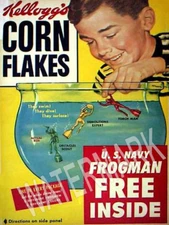 Corn Flakes Vintage Cereal Box Frogman High Quality Metal Fridge Magnet 3x4 7621