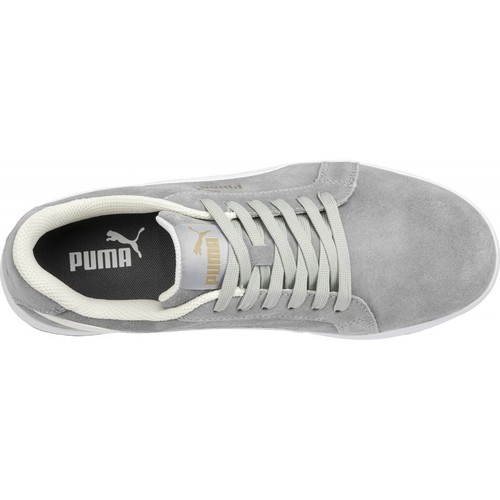 Puma Safety Shoes ICONIC SUEDE GREY LOW Leather Non-Slip Trainers S1PL ESD - Picture 2 of 7