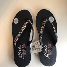 Skechers Cali Yoga Foam Meditation Glass Daisy Navy Sandals Size 10 NWT