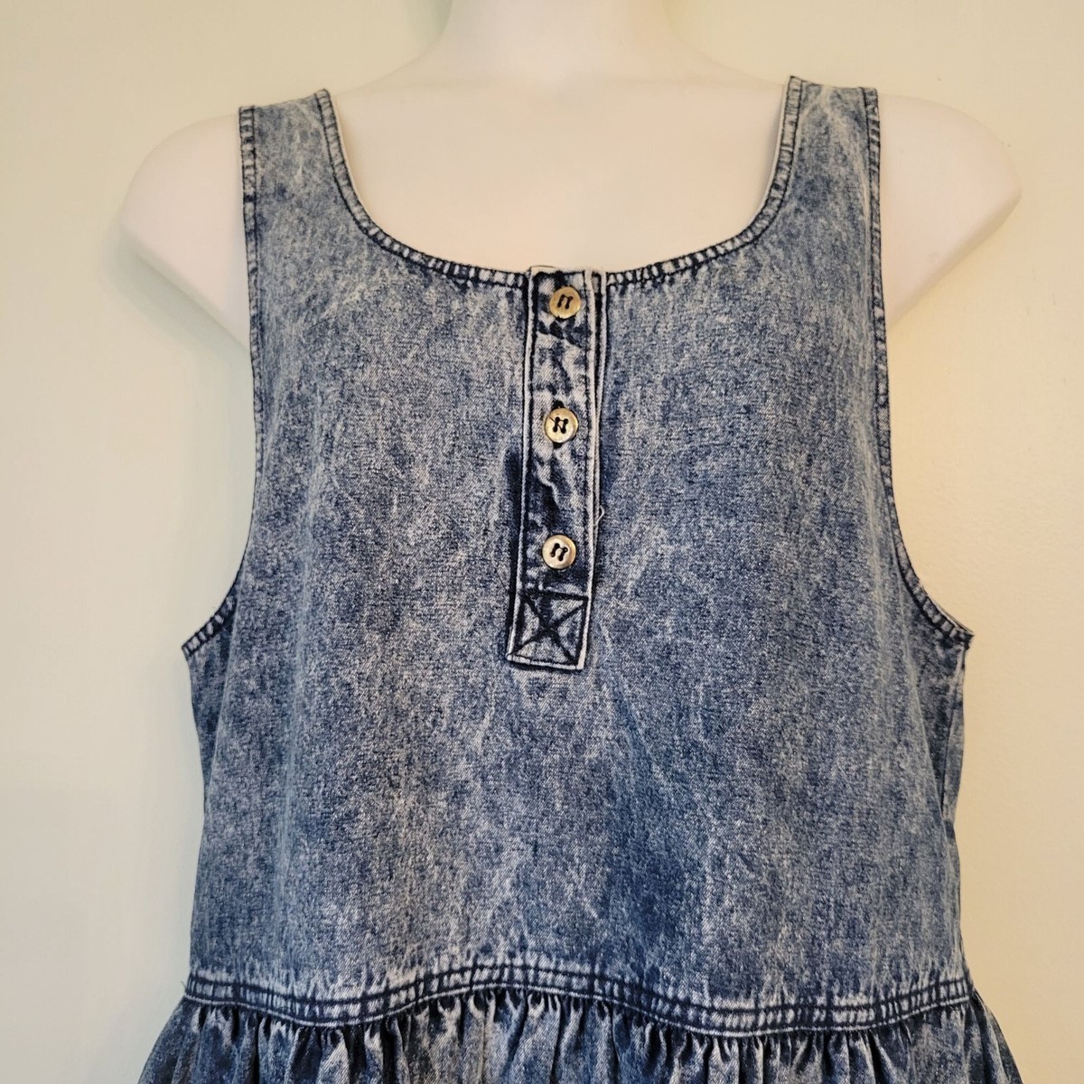 Mizz Lizz Vintage Acid Wash Denim Blue Jean Overall Jumper Mizz Lizz Vintage Acid Wash Denim Blue Jean Overall Jumper