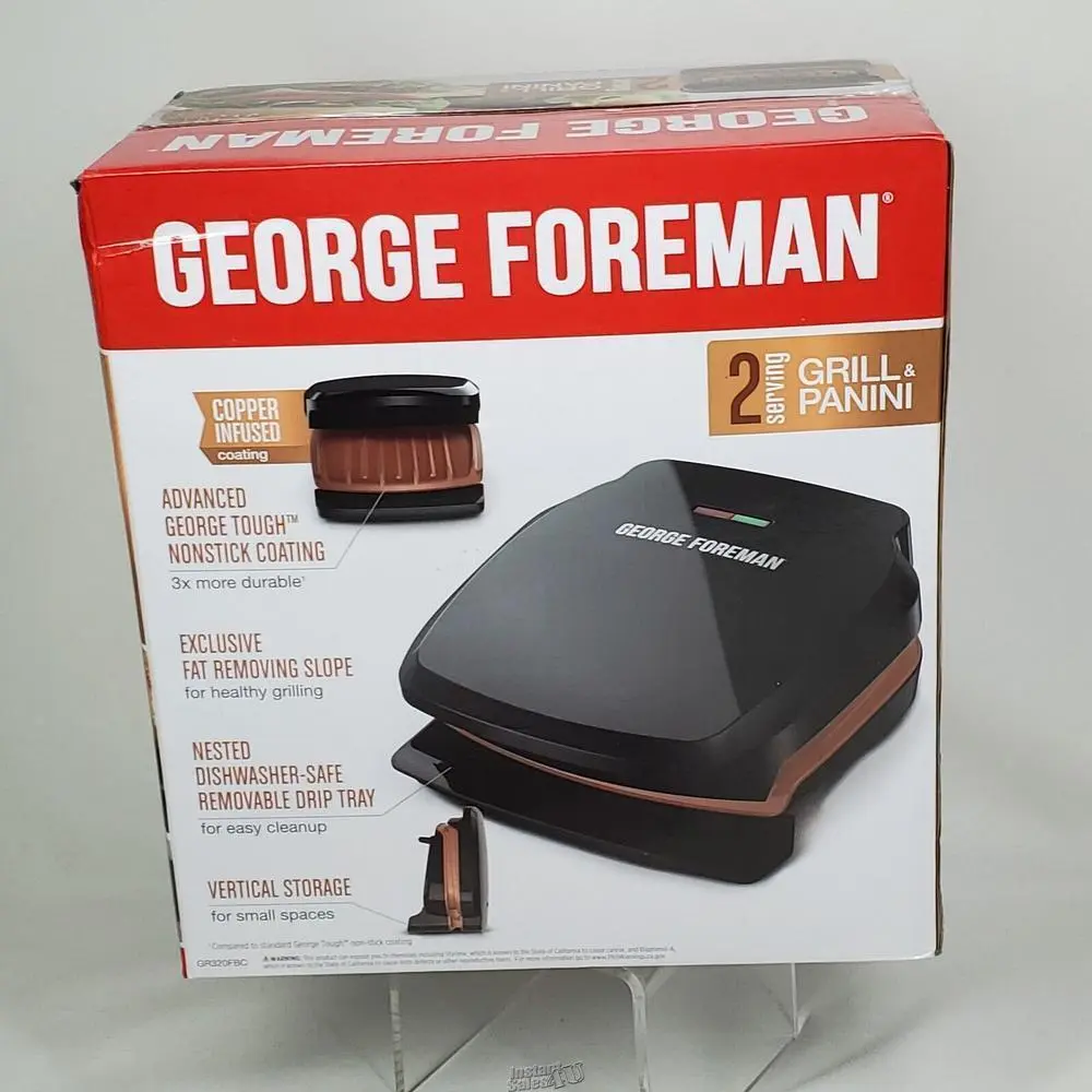 George Foreman 2 Serving Copper Color Classic Plate Grill Electric Indoor