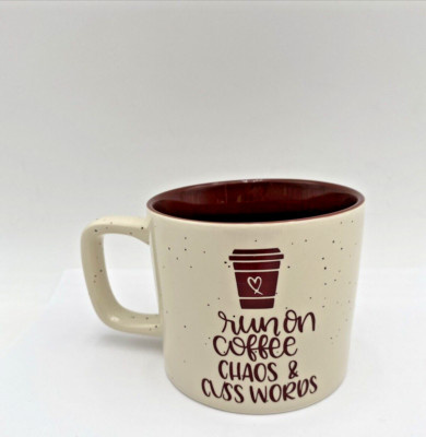 Coffee Mug ''Run On Coffee Chaos & Cuss Words'' Porcelain Extra Large VGC