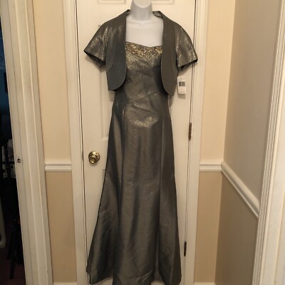 KAY UNGER BROCADE STRAPLESS GOWN W/MATCHING BOLERO JACKET NWT $920