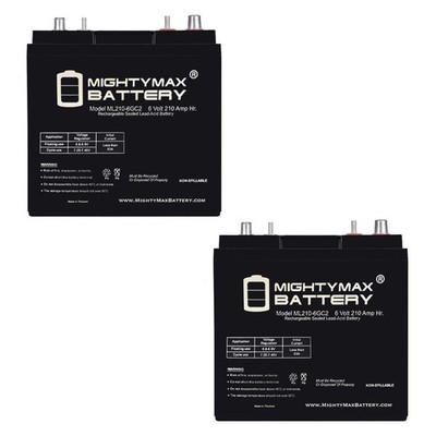 Mighty Max 6V 210AH Dual Terminal SLA Replaces E-Z-GO TXT Shuttle 2 - 2 Pack