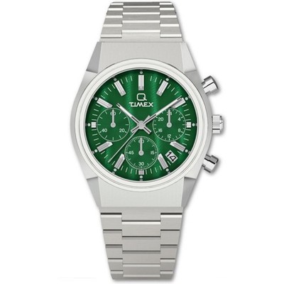 Mens New Q Timex  Falcon Eye Green Dial 40mm Chronograph Watch TW2V65900 Rp £210