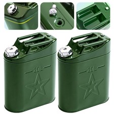 5gallon 20l 2pcs Jerry Can Metal Steel Tank Military Style Storage Gas Can Green