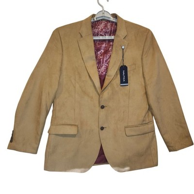 Nautica Branford Mens Faux Suede Blazer Camel Tan 42R Sport Coat NS302 NEW