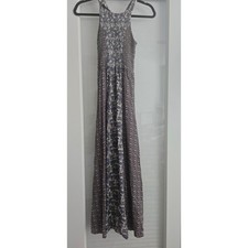 Japna Womens XS Blue Paisley Floral Smocked Halter Neck Rayon Maxi Dress