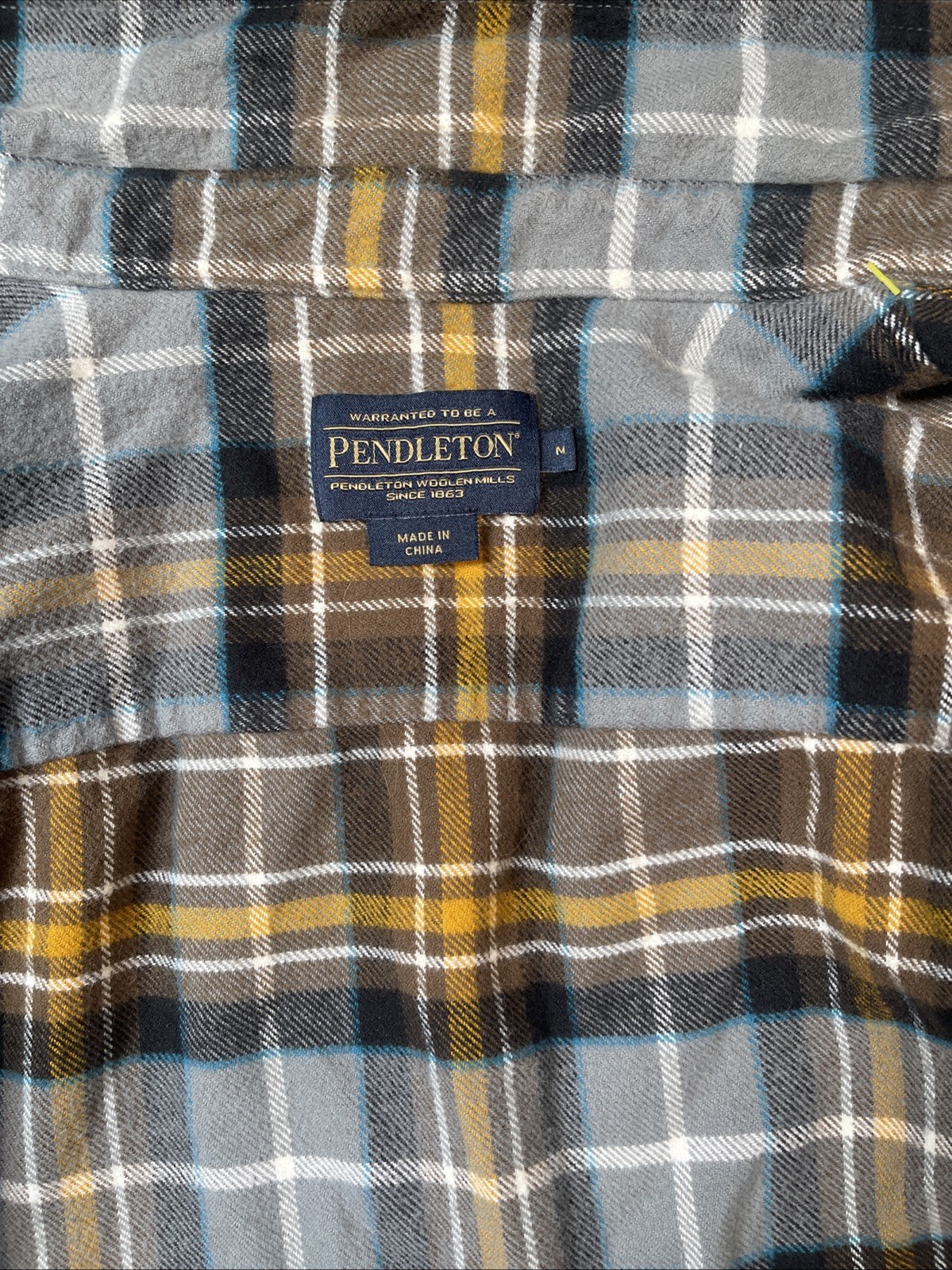 Pendleton Flannel Plaid  Medium Gray Brown Gold T… - image 5