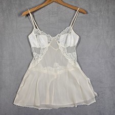 Vtg Y2K Victorias Secret Silk Camisole Womens XS Lace Sheer Lingerie Wedding