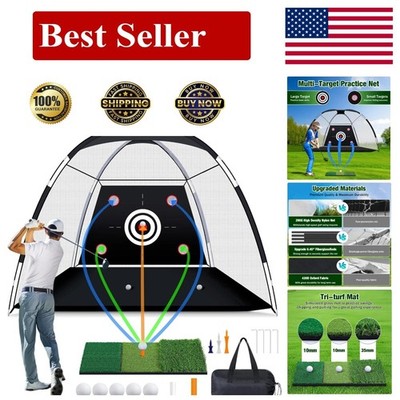 Golf Net for Hitting Practice, 10 x 7FT Golf Training Net with Mat and Target...