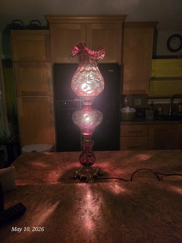 Fenton Lg Wright Cranberry Glass Lamp