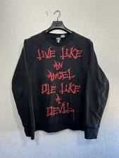 Vtg Y2K Famous Stars & Straps Live Like An Angel, Die Like A Devil Sweatshirt XL