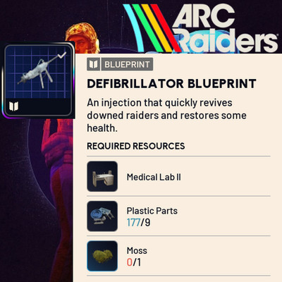 ARC Raiders - Blueprints - DEFIB BLUEPRINT - PC/Xbox/PS5