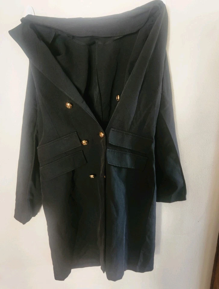 New: Elegant Black Blazer Dress with Gold Button Detail Size XL (Size 14) - Image 2 of 4
