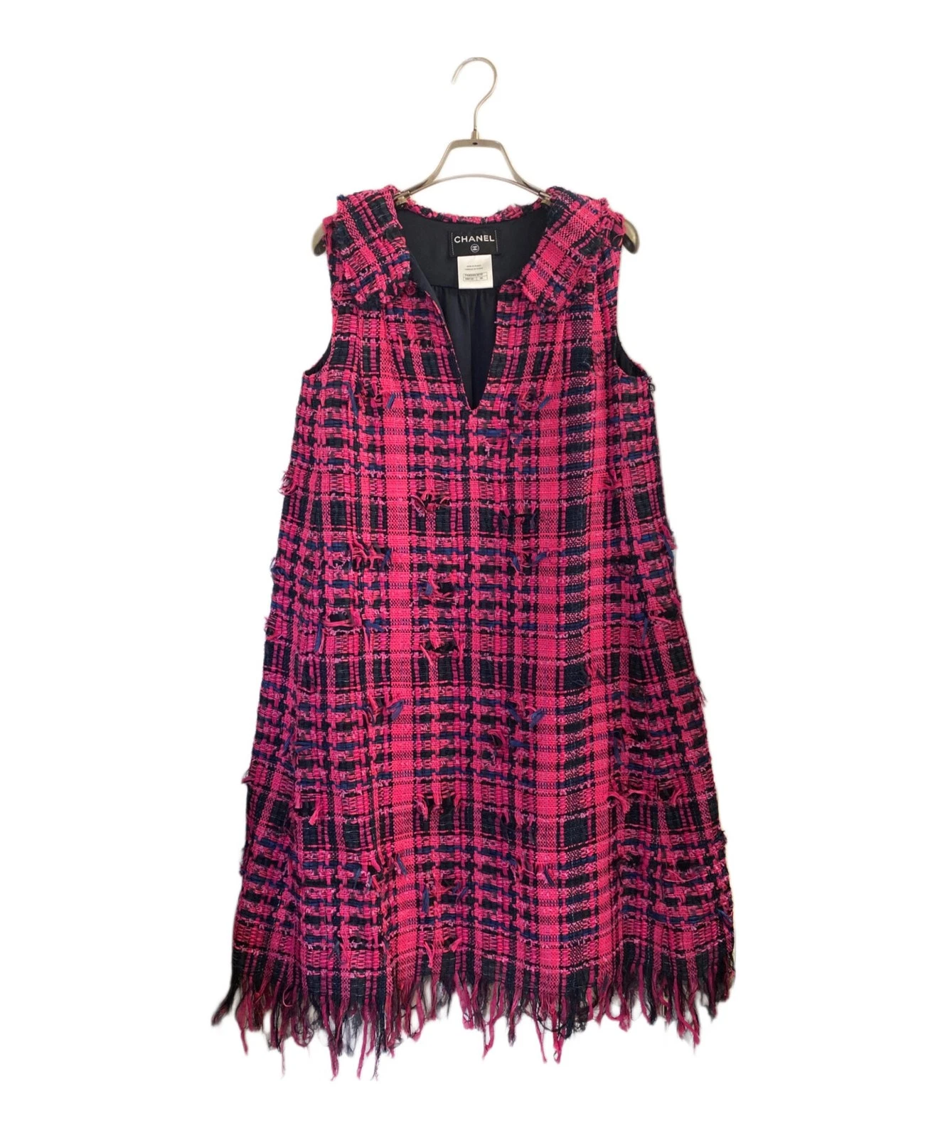 Chanel — CHANEL Tweed Sleeveless Dress Pink Silk Blend France Elegant Rare SR1966