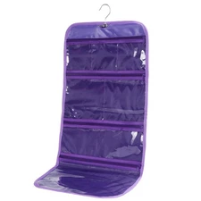 Foldable Clear Travel Toiletry Bag Organizer - Purple One Size
