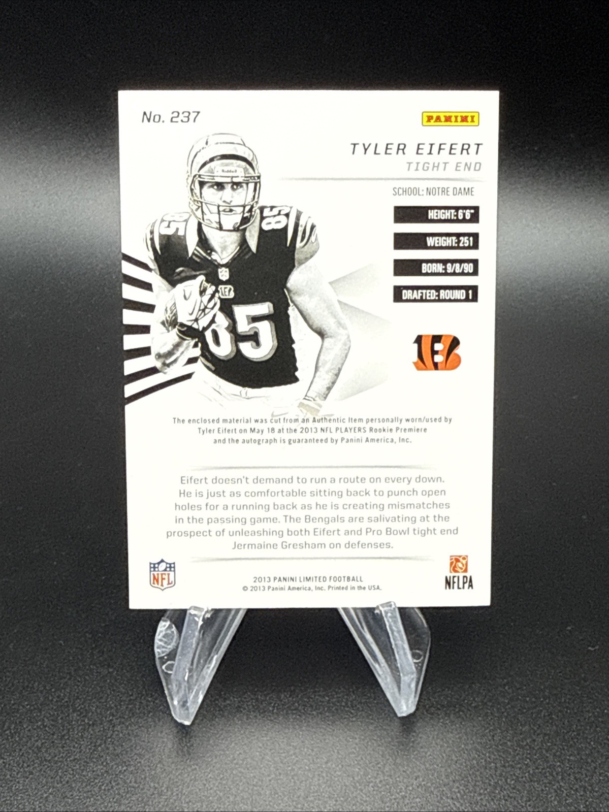 2013 Panini Limited - Phenoms Tyler Eifert #237 /299 (RC) Dual Patch Auto view 2