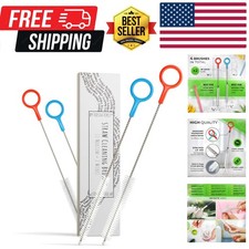 Heavy Duty Cleaning Brushes Set of 4 - Extra Long Straw Cleaners for Metal an...