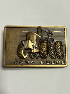 Vintage 1982 John Deere Tractor Bronze Belt Buckle 4450 Tractor Moline, Illinois