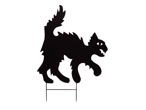 Inna-Glas Halloween Silhouette Katze Spooky Cat, Metall, Schwarz, 53Cm-image