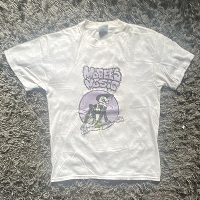 Hanes Single Stitch 50/50 Men s L White Mobee s Music Skeleton Graphic T-Shirt