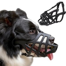 Breathable Basket Dog Muzzle - Adjustable for Small to X-Large S/M, Black