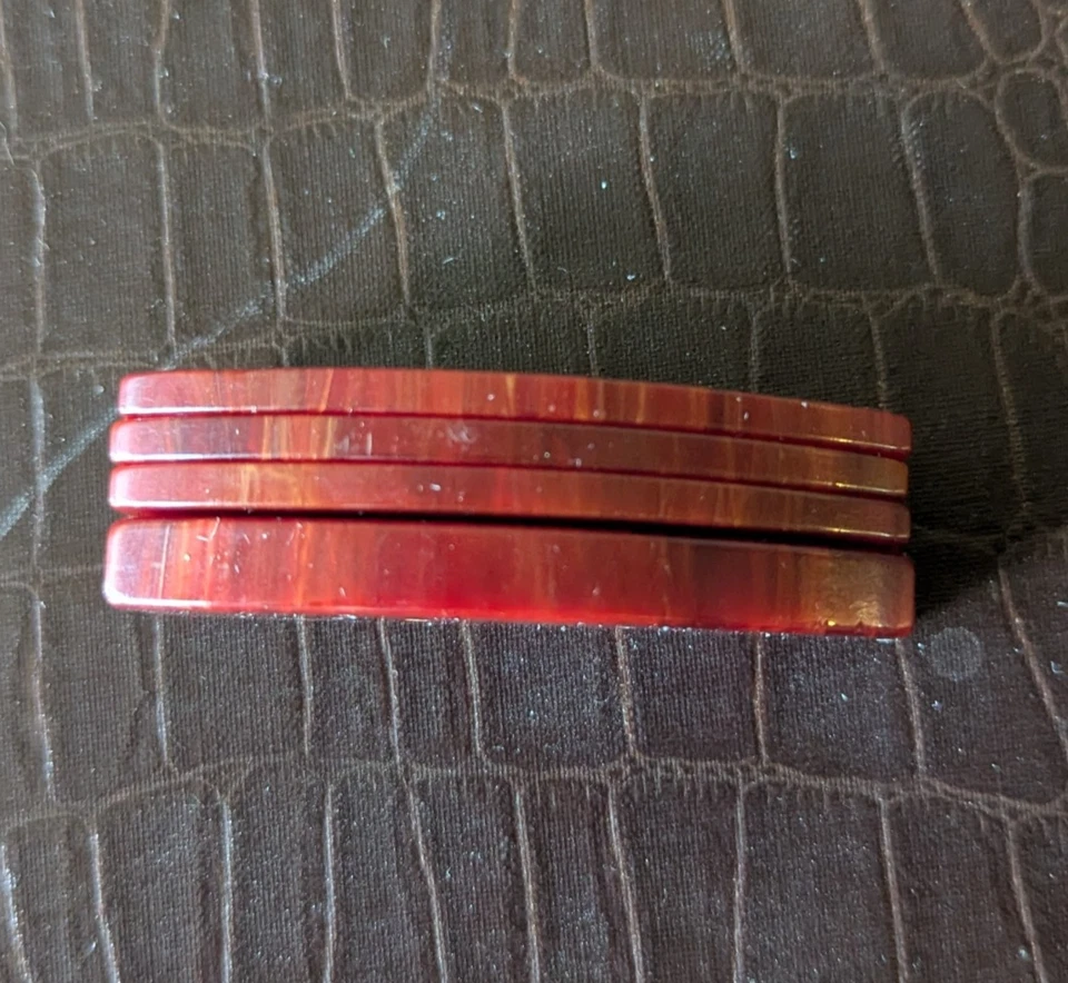 4 VINTAGE MAH JONG MAJONG CATALIN BAKELITE STOPPERS FANCY RED MARBLE COLOR - Image 3 of 4