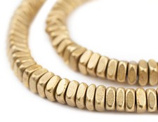 Brass Faceted Square Heishi Beads 6mm Large Hole 16 Inch Strand