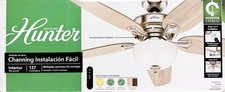 Hunter Channing 54" Brushed Nickel Finish Ceiling Fan with Remote, LED Light