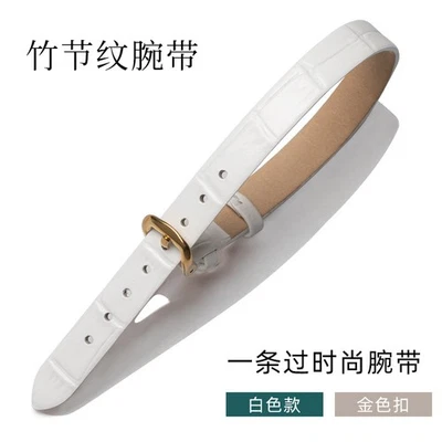 crocodile grain genuine leather watch straps womens single pass band 6 8 10mm - Image 1 of 4