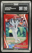 2021 Panini Absolute Ja'Marr Chase Red Squares Rookie RC #/499 Bengals TAG 10