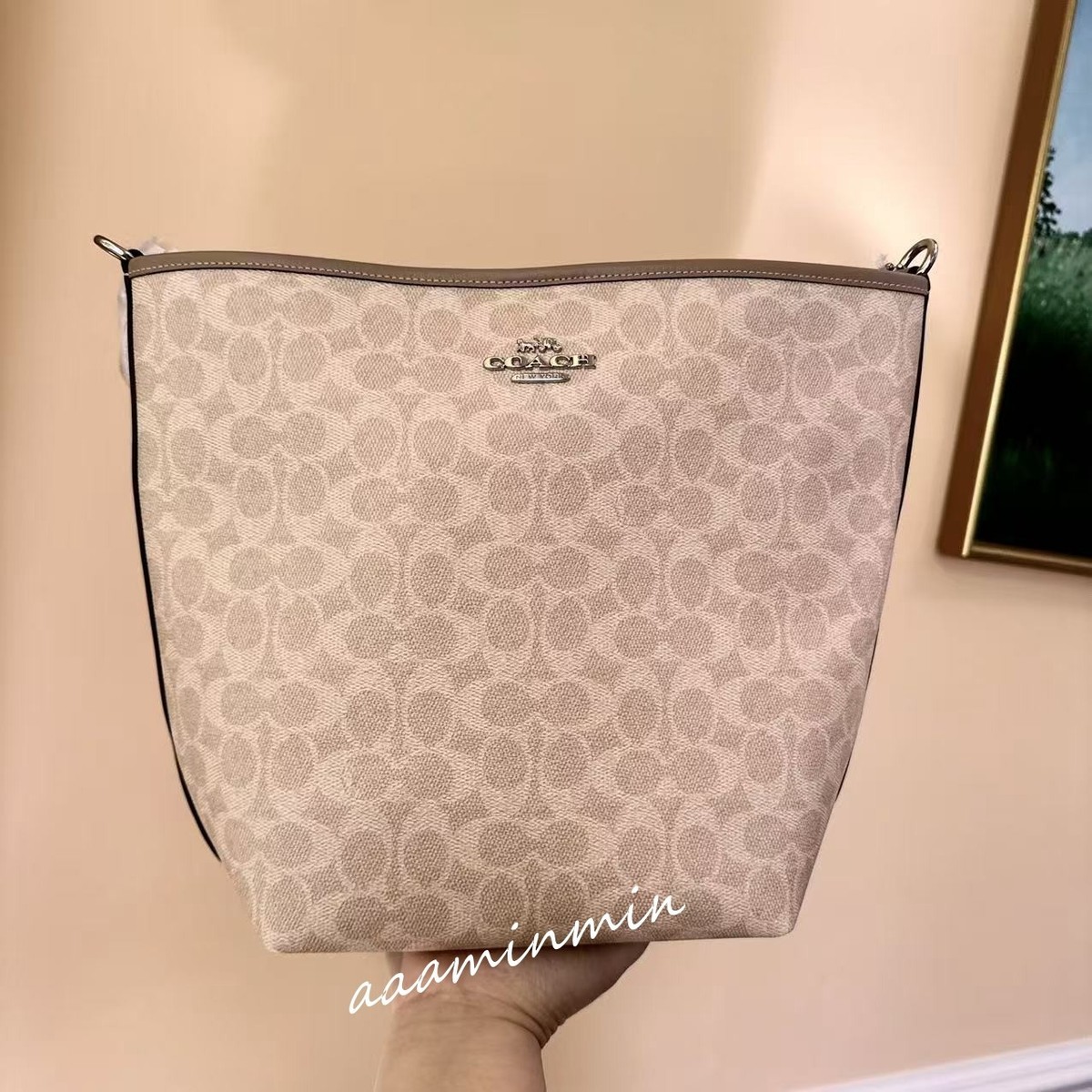 NWT Coach City Large Bucket Bag In Signature Canvas CT802 Silver