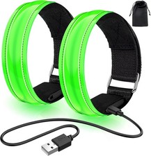 Lanpard Led Armband Aufladbar, 2 STK Leuchtarmband USB Reflektorband Reflective