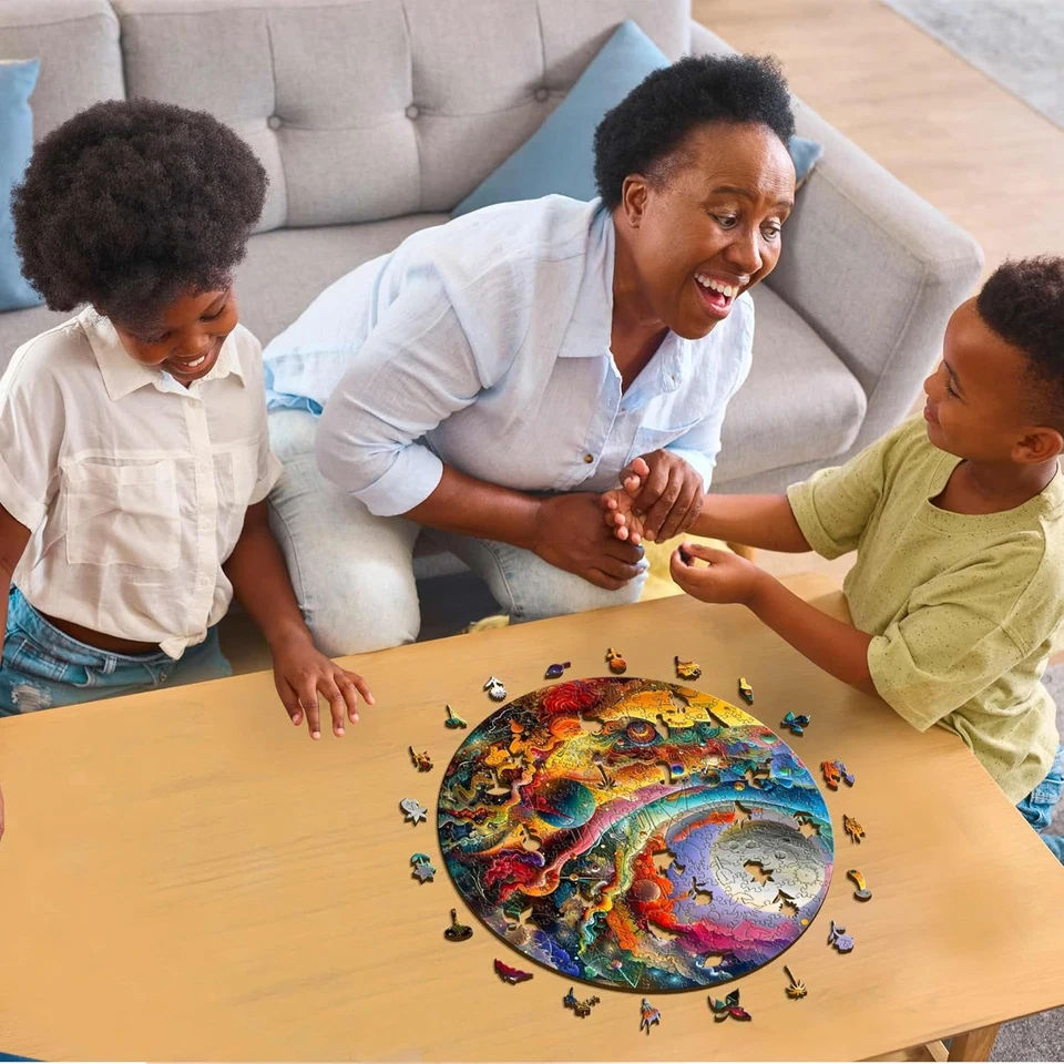 -Luna Straordinaria Spazio Puzzle in Legno 100% Sostenibile, Colore per Adulti E - Immagine 2 di 4