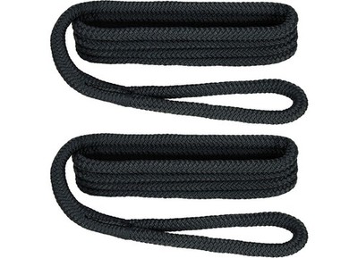 Extreme Max 3006.2168 BoatTector Dbl Braid Nylon Fender Line 2-Pack 3/8x6' Black